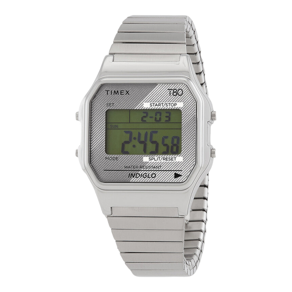 Timex T80 34mm Digital Watch in Silver-Tone | Men - OS