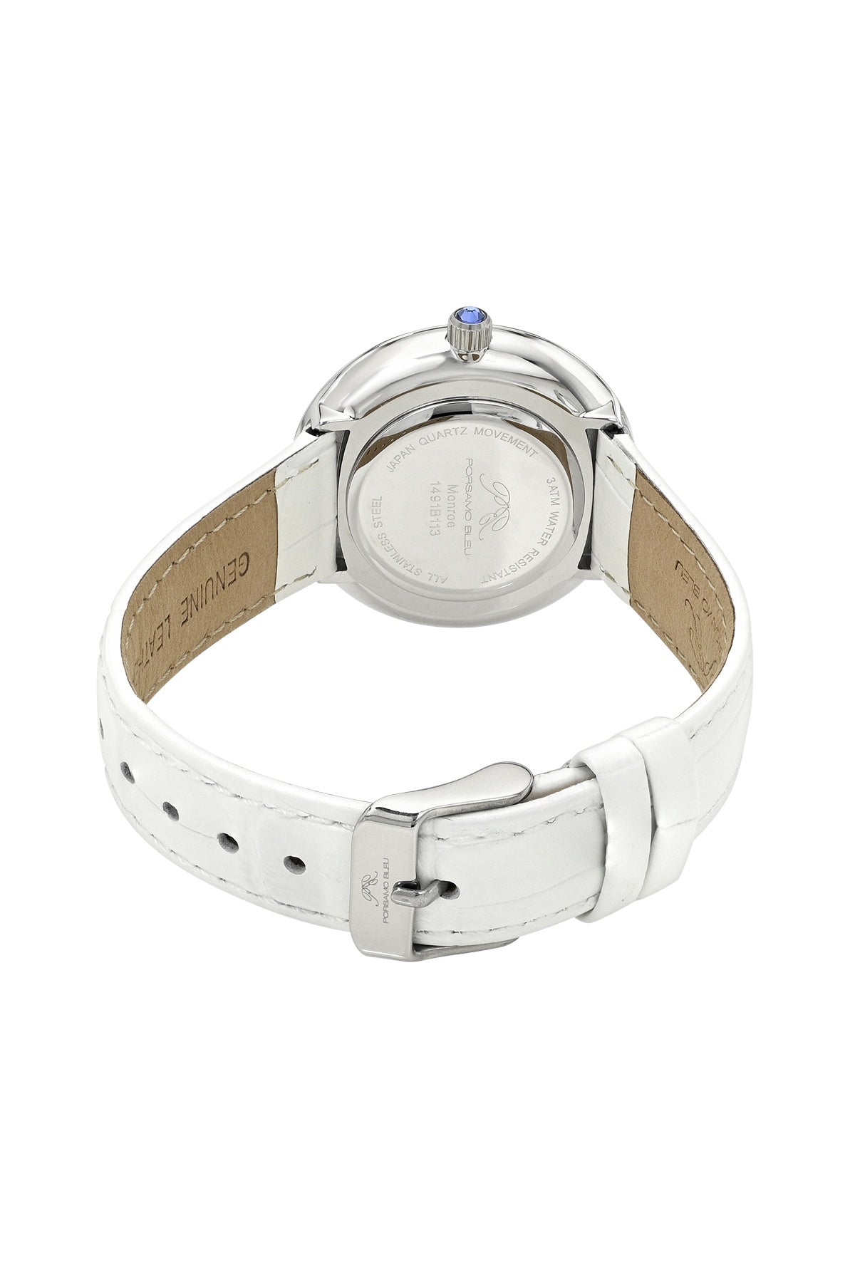 Porsamo Bleu Women's Monroe Genuine Leather Silver Tone and White Watch 1491BMOL