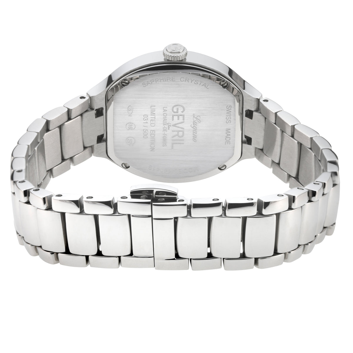 Gevril Women's Lugano Swiss Diamond Watch, White MOP Dial,316L Stainless Steel Case, 316L Stainless Steel Bracelet Watch.