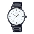Casio Men’s Black Stainless Steel Watch with White Dial - MTP-VT01B-7BUDF