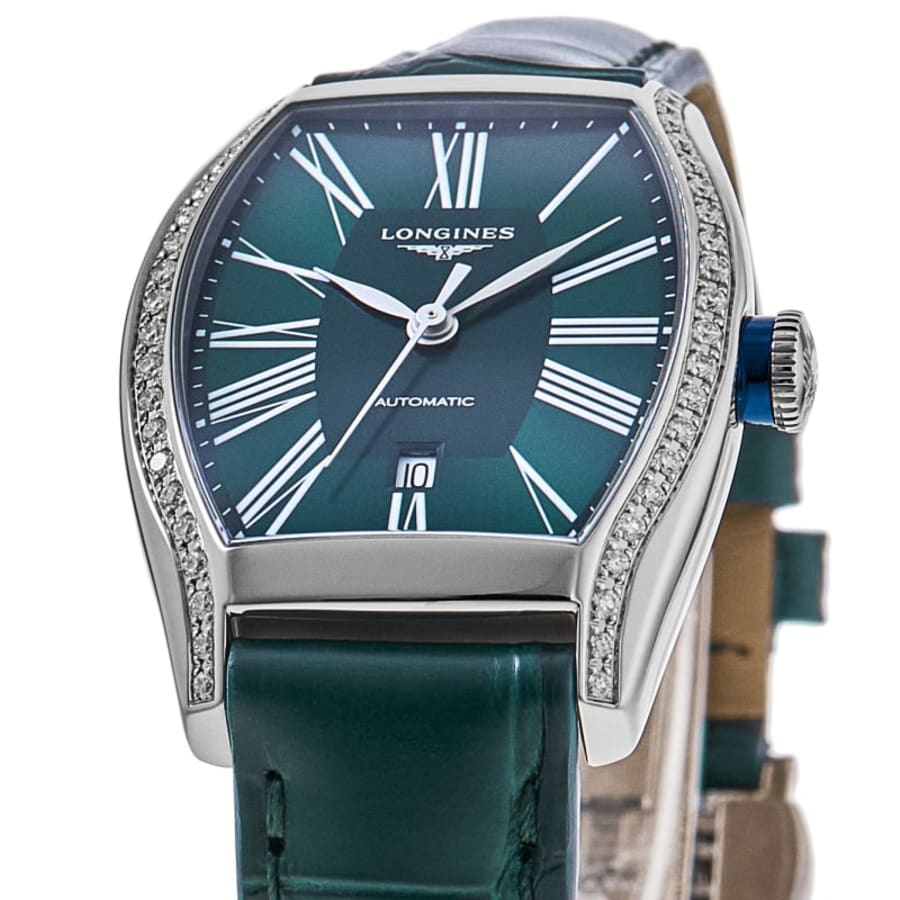 Longines Evidenza Automatic Green Dial Diamond Bezel Leather Strap Women's Watch L2.142.0.60.2
