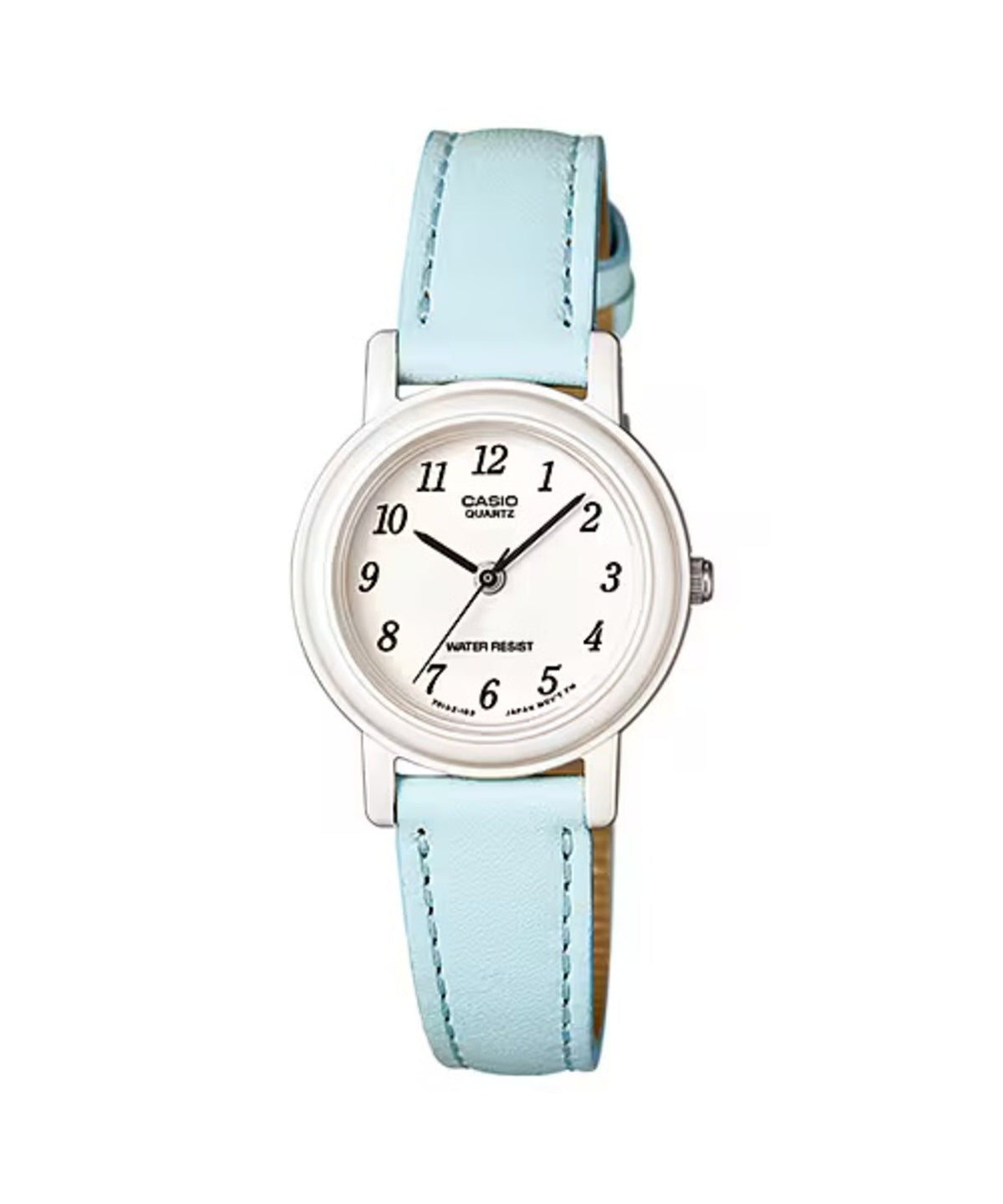 Casio Women’s White Analog Watch with Light Blue Leather Strap – LQ-139L-2B