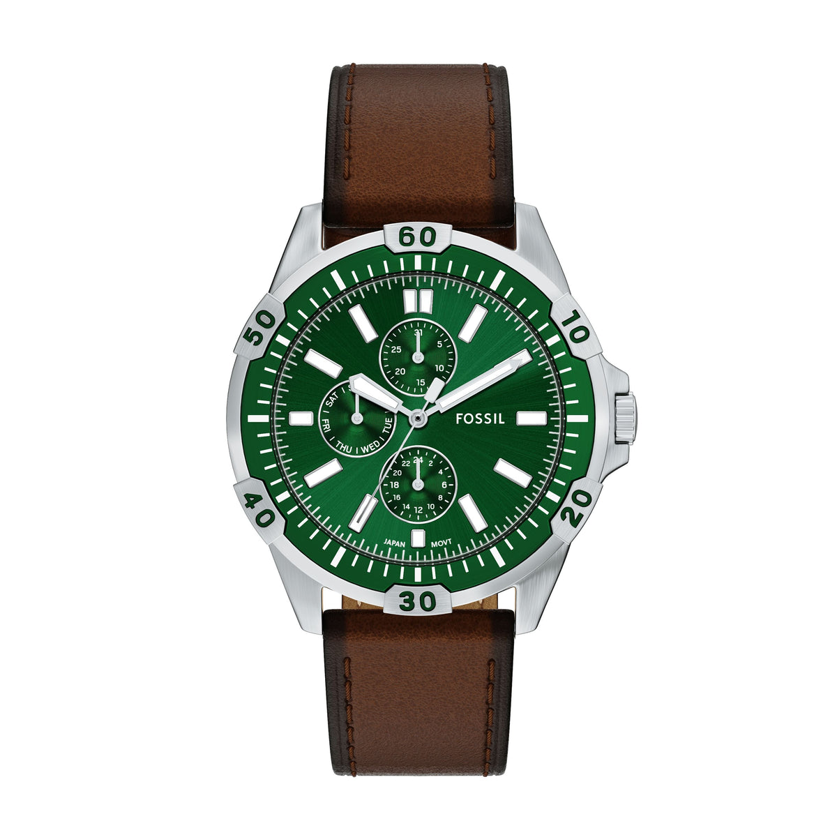 Fossil Men's Garrett 44mm Multifunction Brown Leather Watch