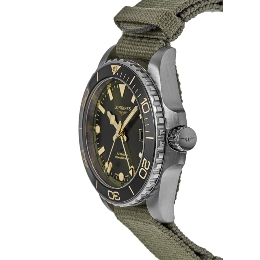 Longines HydroConquest GMT Green Dial Fabric Strap Men's Watch L3.790.4.06.2