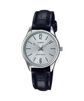 Casio Women’s Black Leather Strap Silver Dial Analog Watch - LTP-V005L-7BUDF