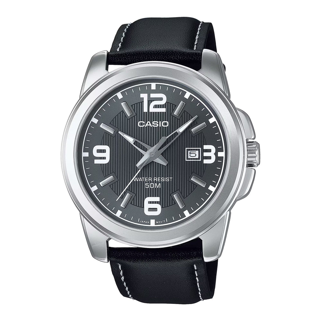 Casio Women’s Grey Dial Genuine Leather Strap Watch - LTP-1314L-8AVDF