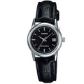 Casio Women’s Black Leather Analog Watch with Black Dial - LTP-V002L-1AUDF