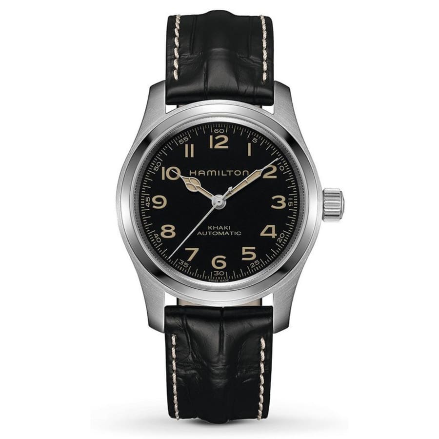 Hamilton Khaki Field Murph Automatic Black Dial Leather Strap Men's Watch H70605731