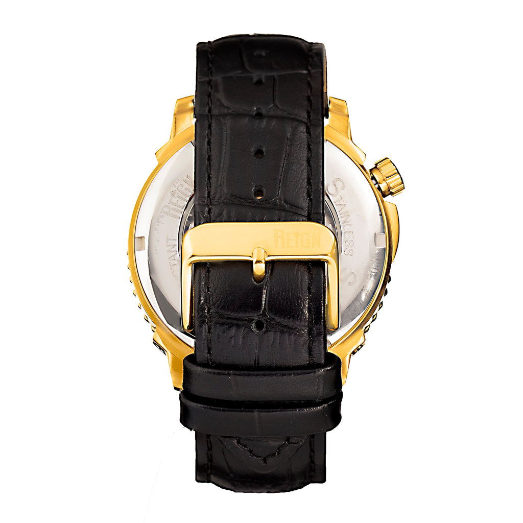 Bauer Automatic Semi-SkeletonLeather-Band Watch