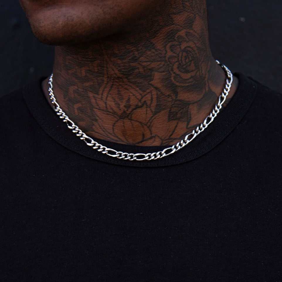 Figaro Link Chain in White Gold - 5mm