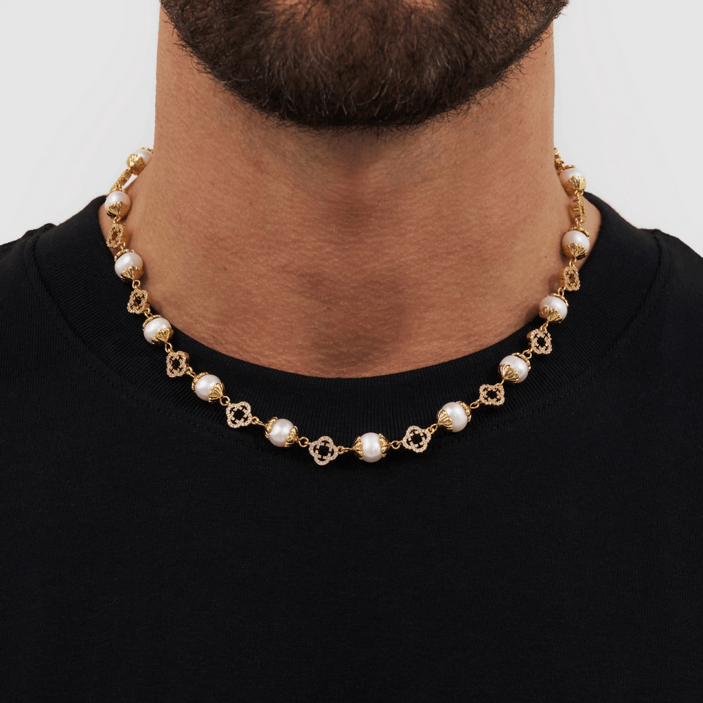 Filigree Real Pearl Necklace (Gold)