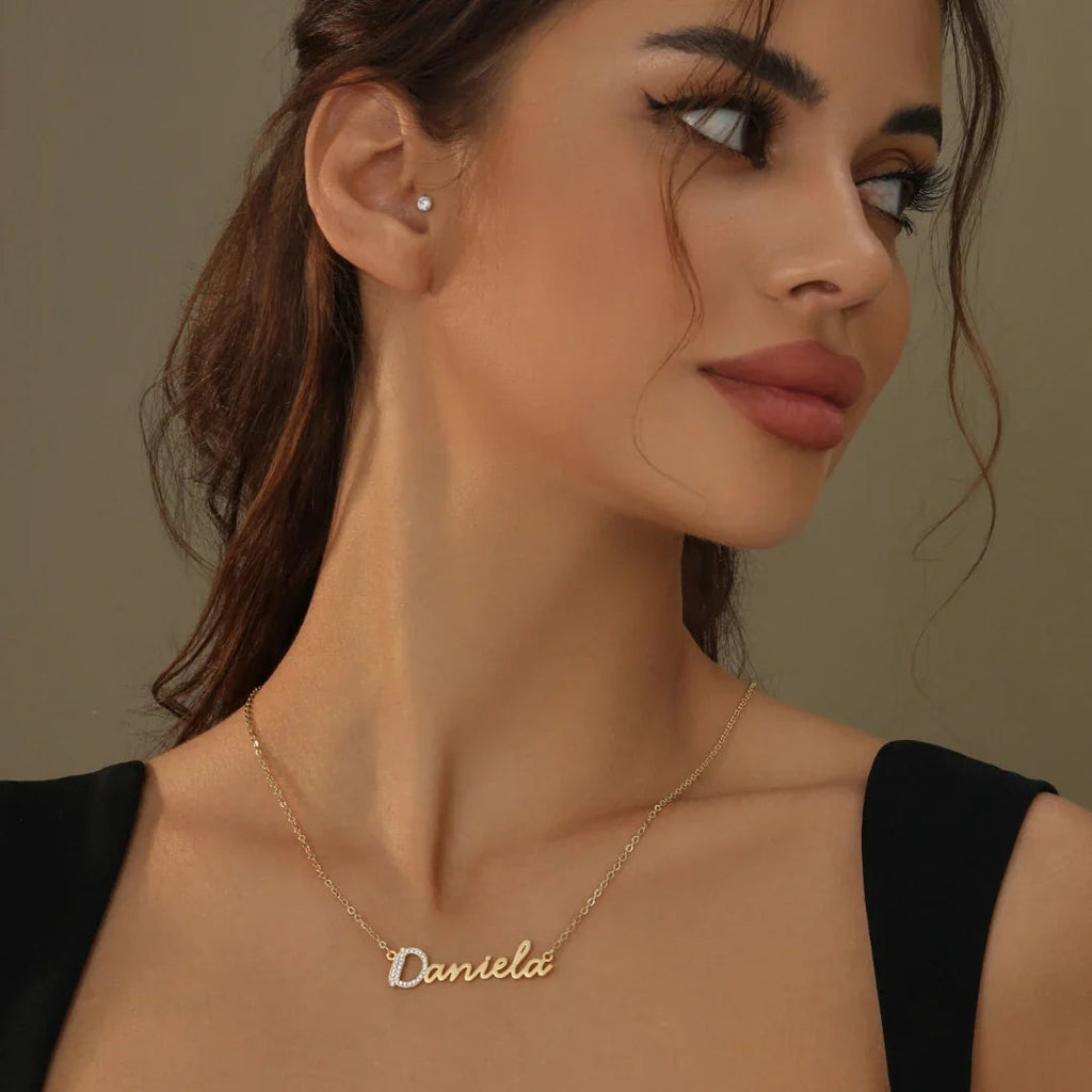 Iced Letter Script Name Necklace