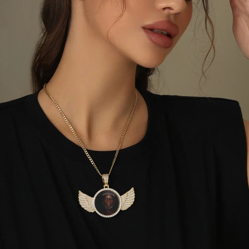 Iced Angel Photo Pendant Chain