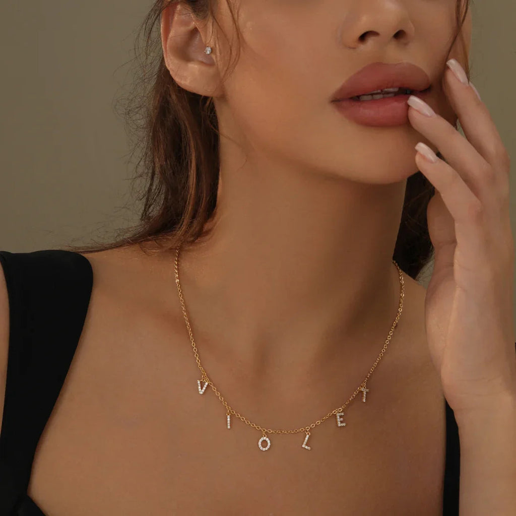 Iced Letter Name Choker Necklace
