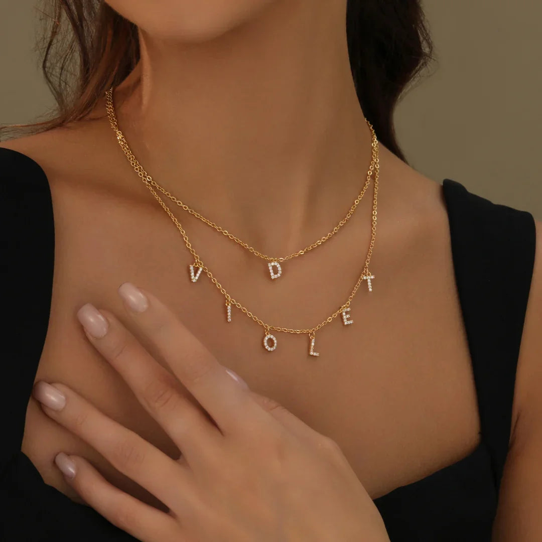 Iced Letter Name Choker Necklace