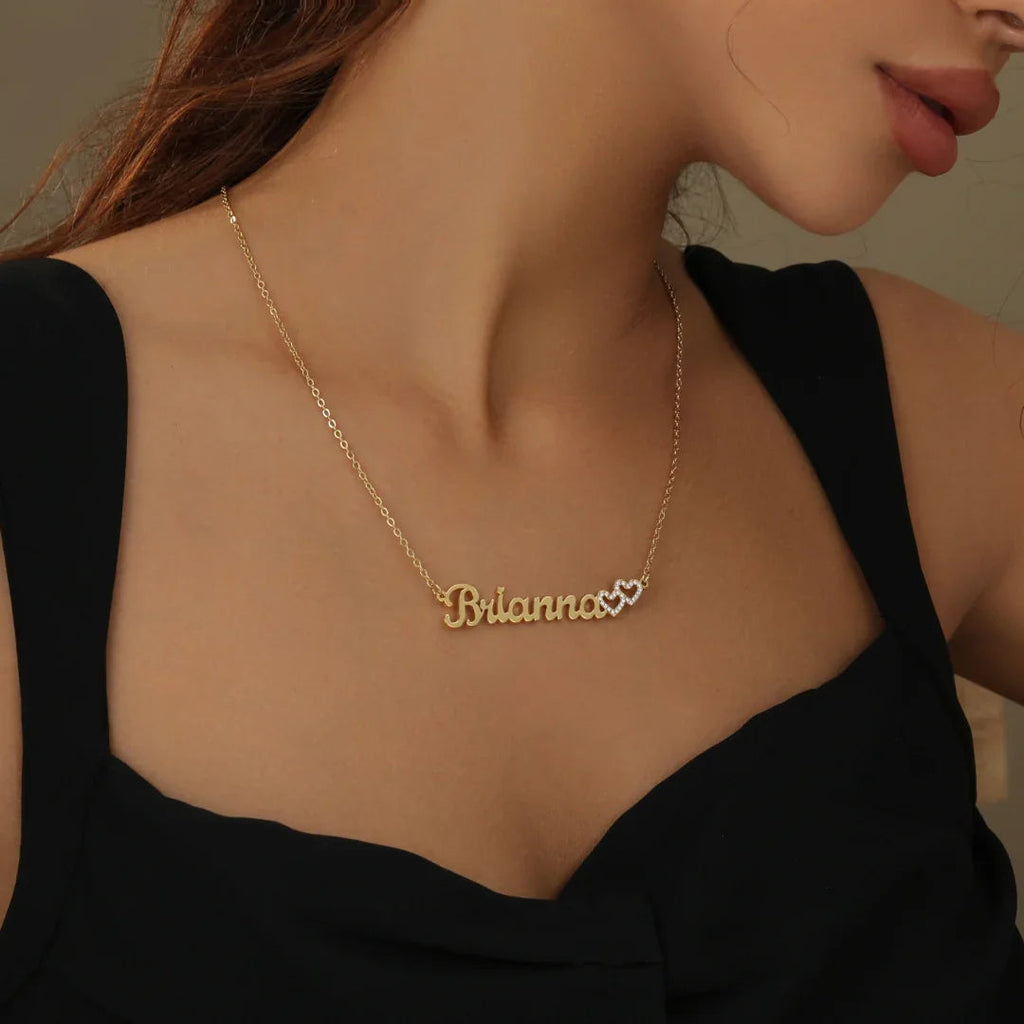 Iced Hearts Name Necklace