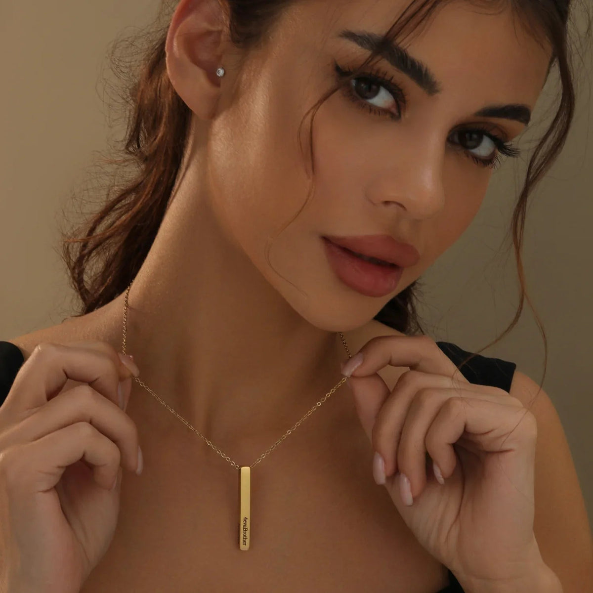 Engraved 3D Bar Necklace
