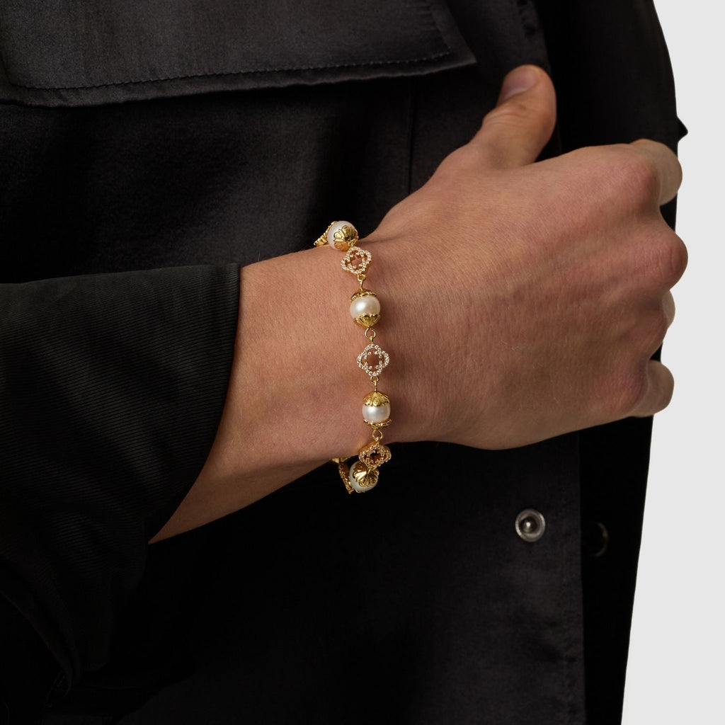 Filigree Real Pearl Bracelet (Gold)