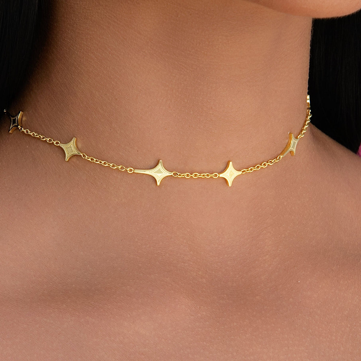 GLD Star Adjustable Chain Necklace in Yellow Gold