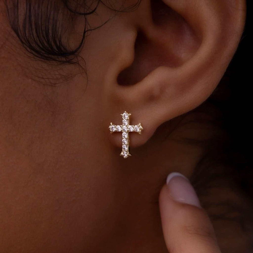 GLD Micro Cross Stud Earrings