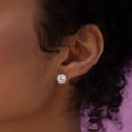 14k Round Cut Diamond Earrings in Yellow Gold