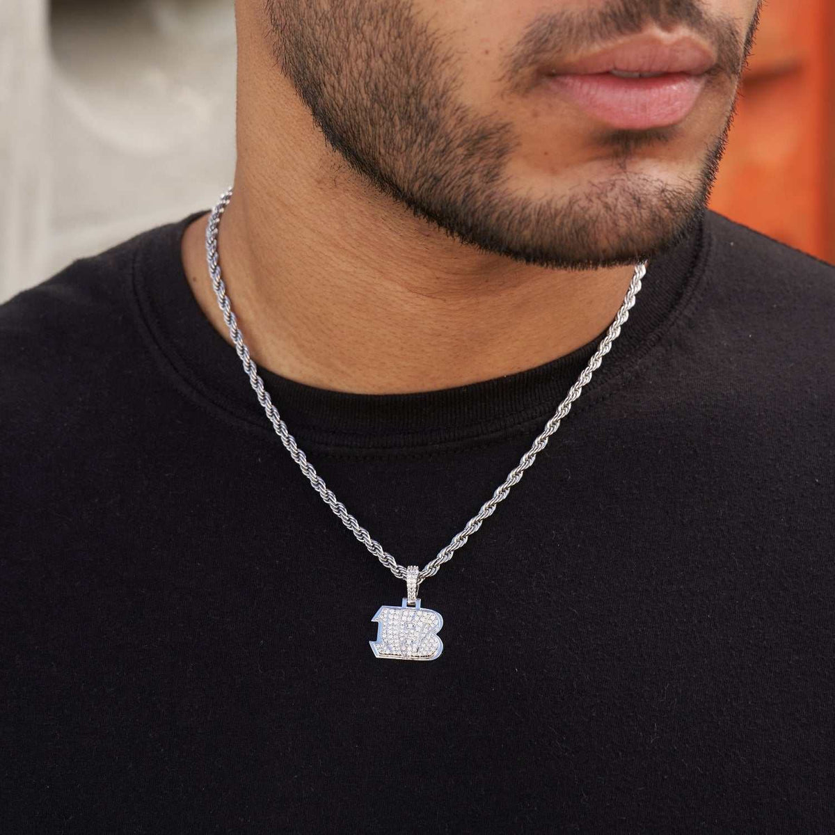 Cincinnati Bengals Official NFL Micro Logo Pendant - White Gold