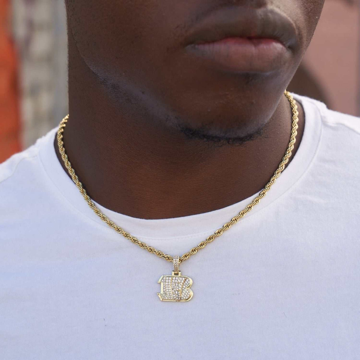 Cincinnati Bengals Official NFL Micro Logo Pendant - Yellow Gold