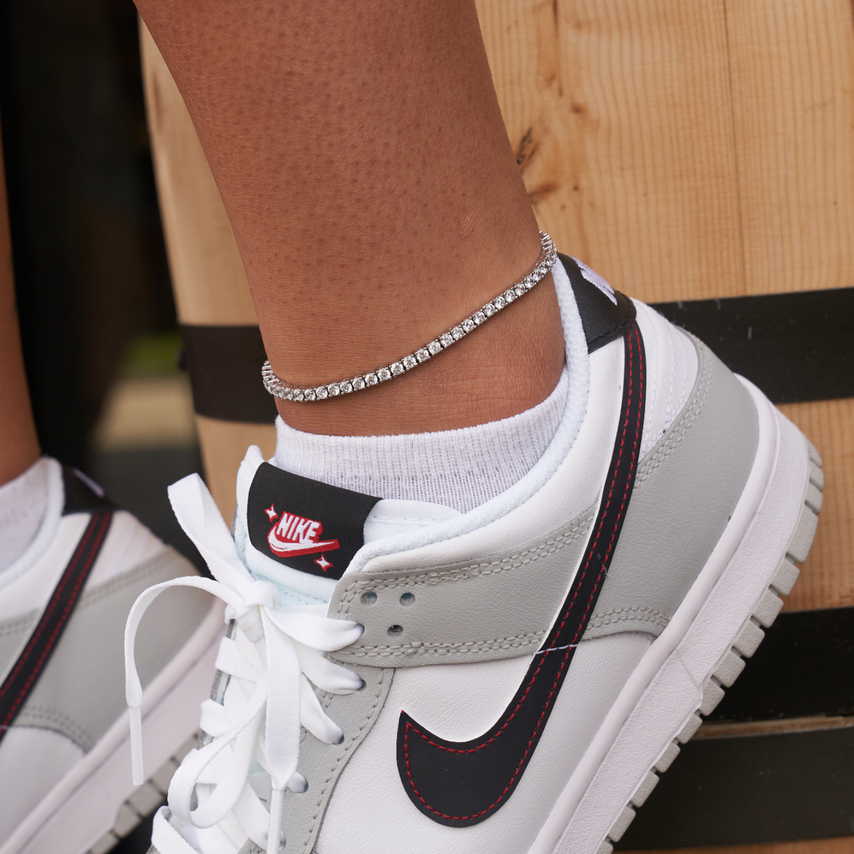 Diamond Tennis Anklet in White Gold - 3mm