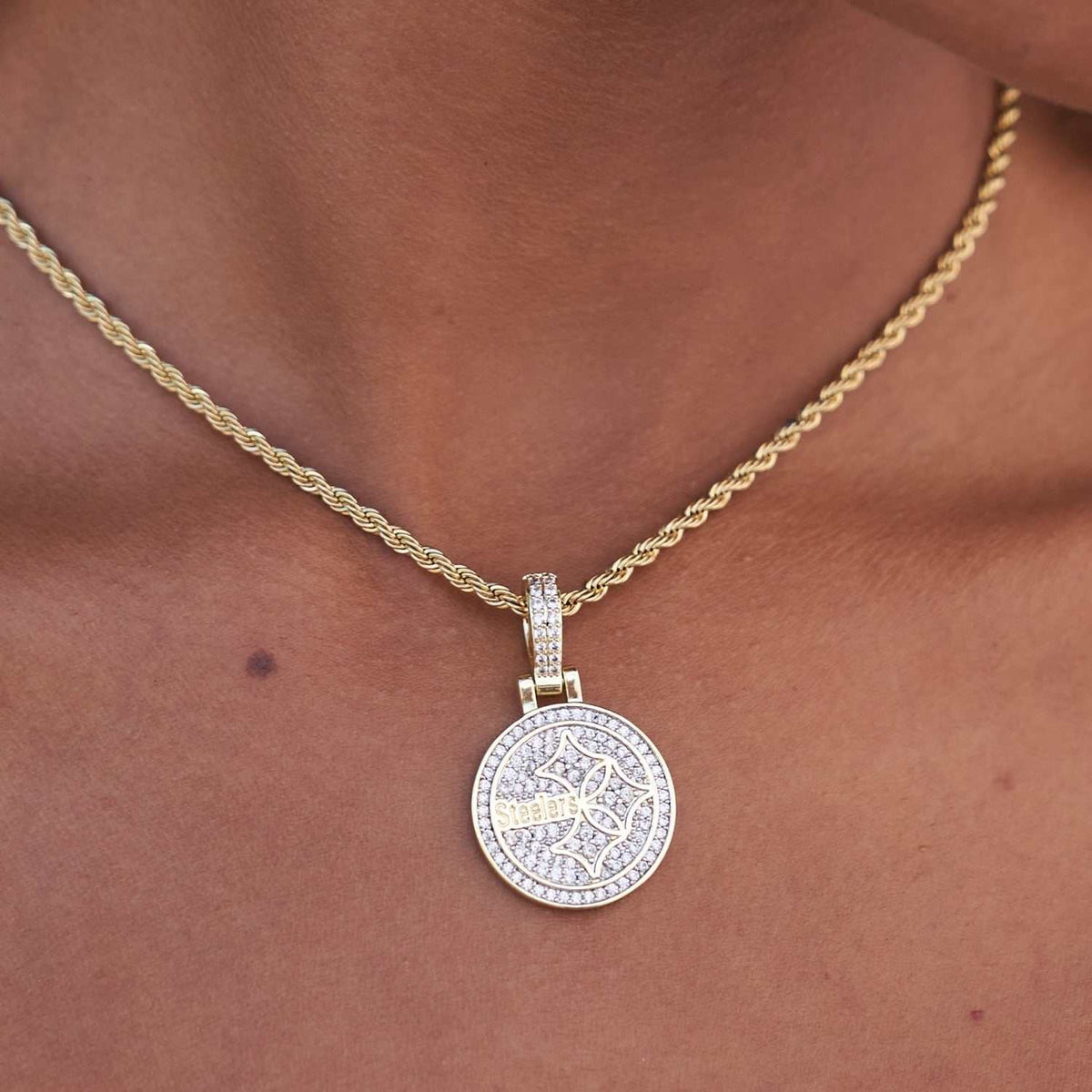Pittsburgh Steelers Official NFL Micro Logo Pendant - Yellow Gold