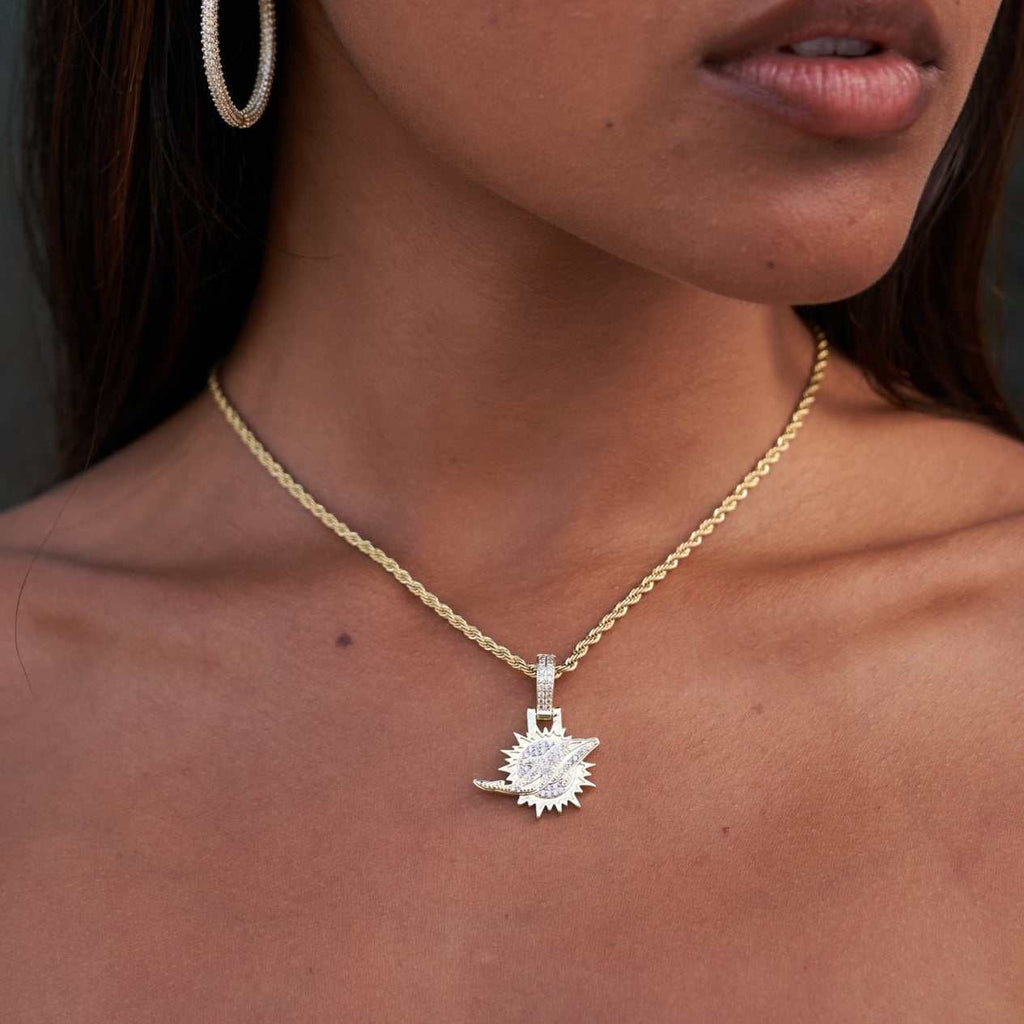 Miami Dolphins Official NFL Micro Logo Pendant - Yellow Gold