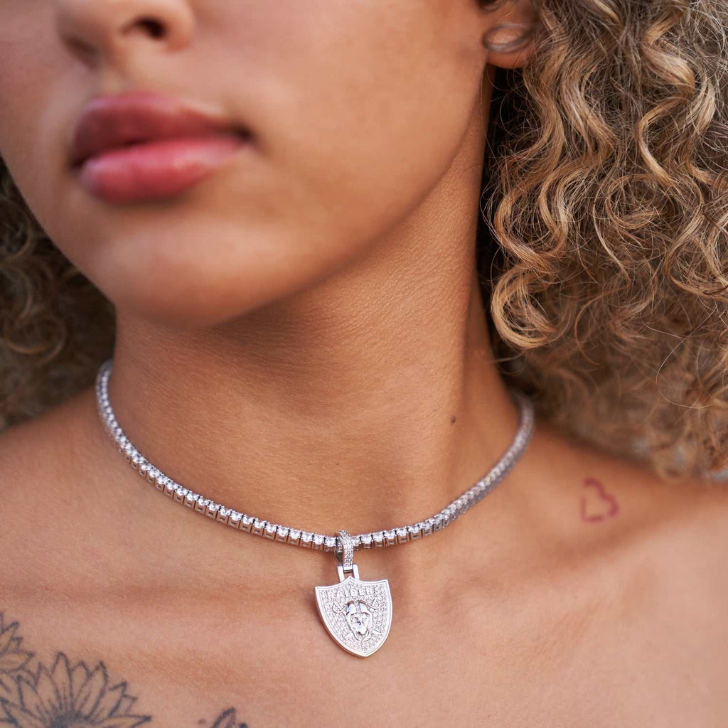 Las Vegas Raiders Official NFL Micro Logo Pendant - White Gold