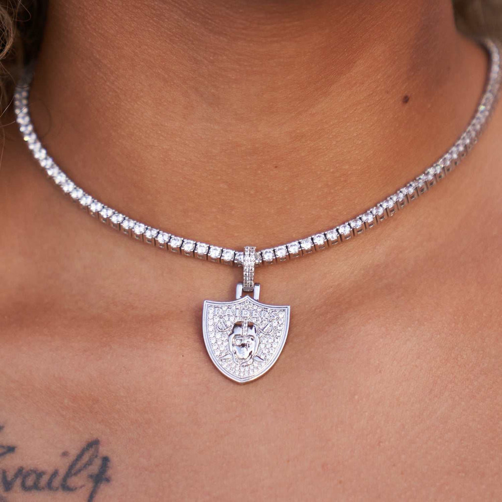 Las Vegas Raiders Official NFL Micro Logo Pendant - White Gold