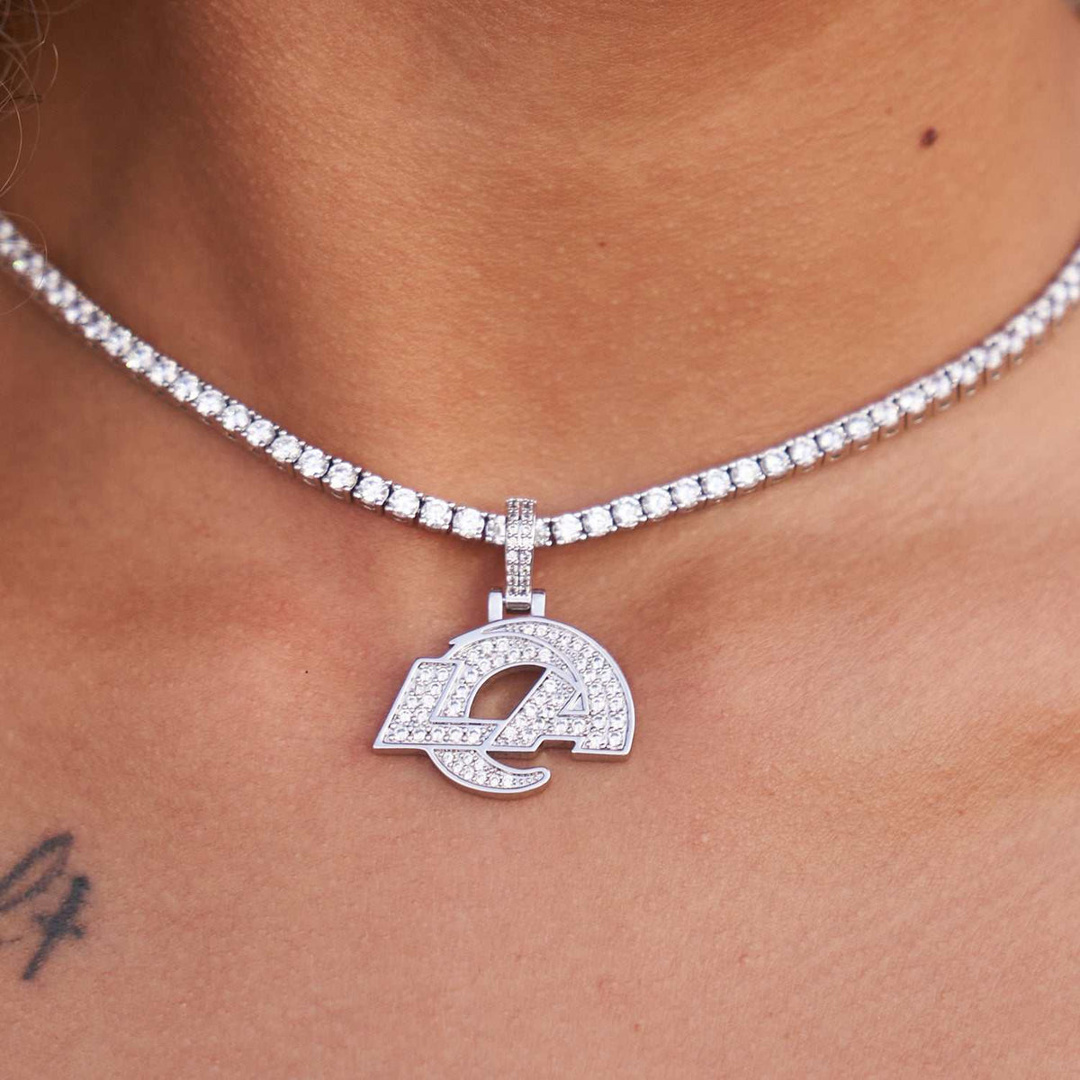Los Angeles Rams Official NFL Micro Logo Pendant - White Gold