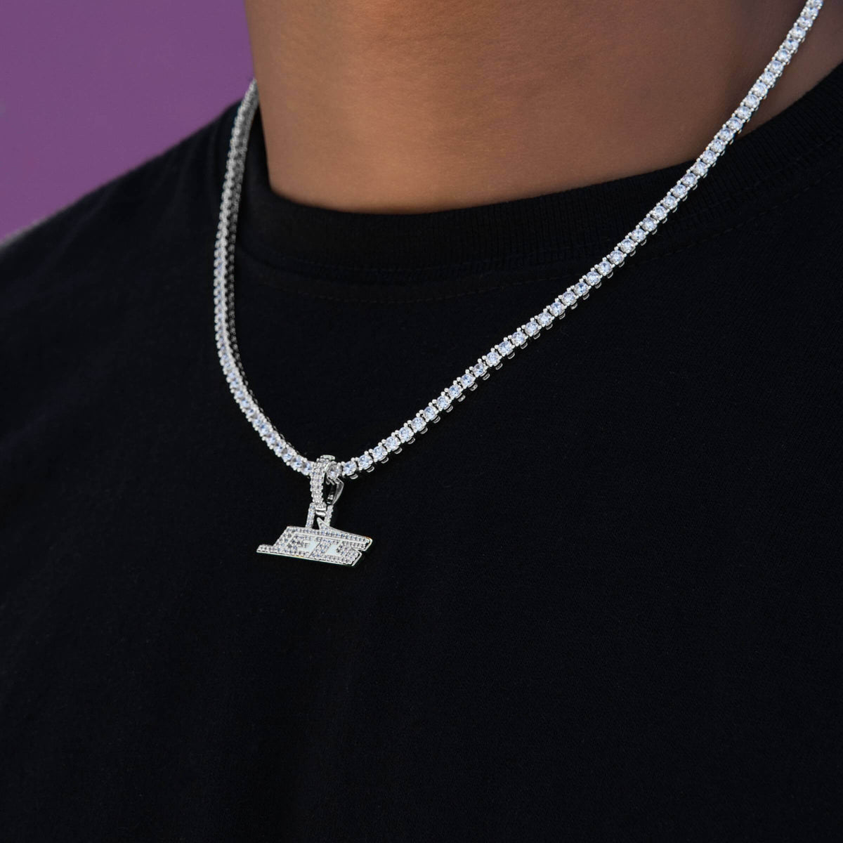 Micro New York Jets Official NFL Logo Pendant in White Gold