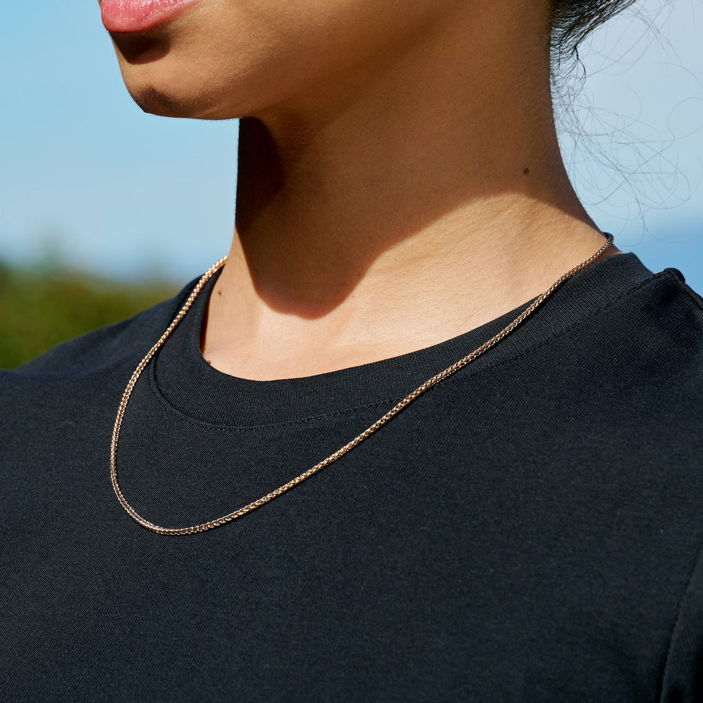 Palm Chain Necklace in Rose Gold - 2mm