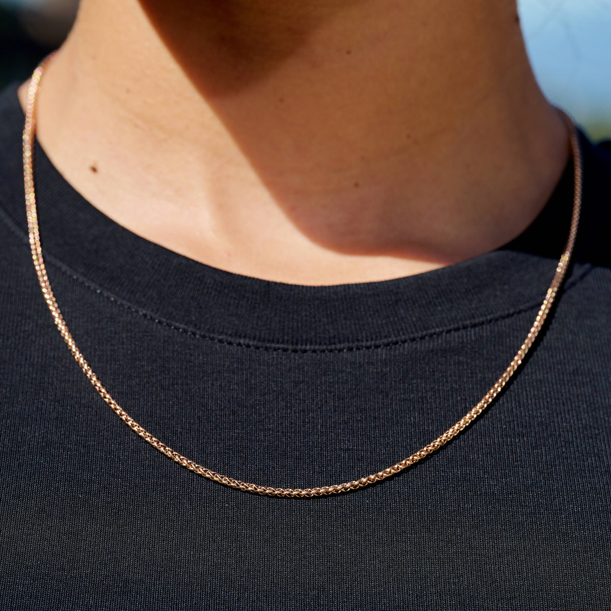 Palm Chain Necklace in Rose Gold - 2mm