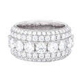Women's Moissanite 5 Layer Diamond Band Ring in White Gold Vermeil