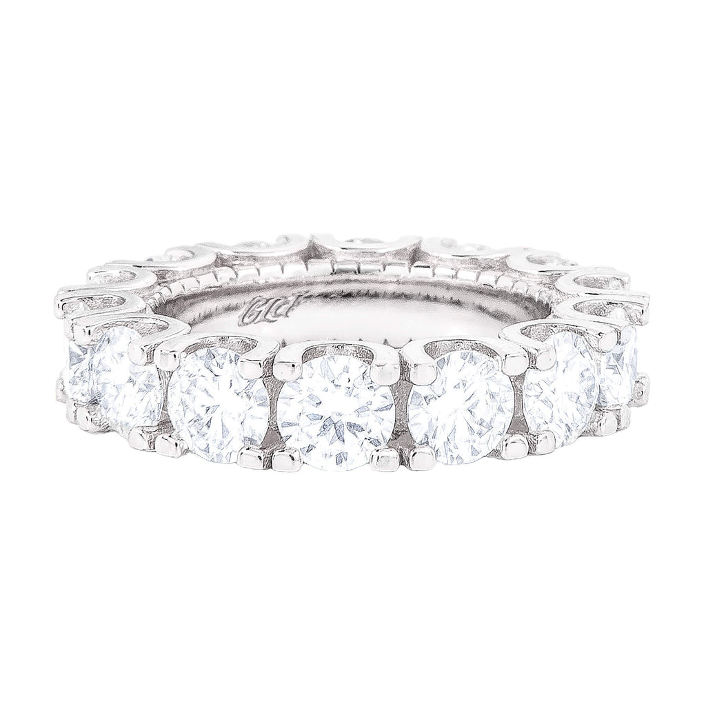 Men's Moissanite Diamond Band Ring in White Gold Vermeil - 5mm
