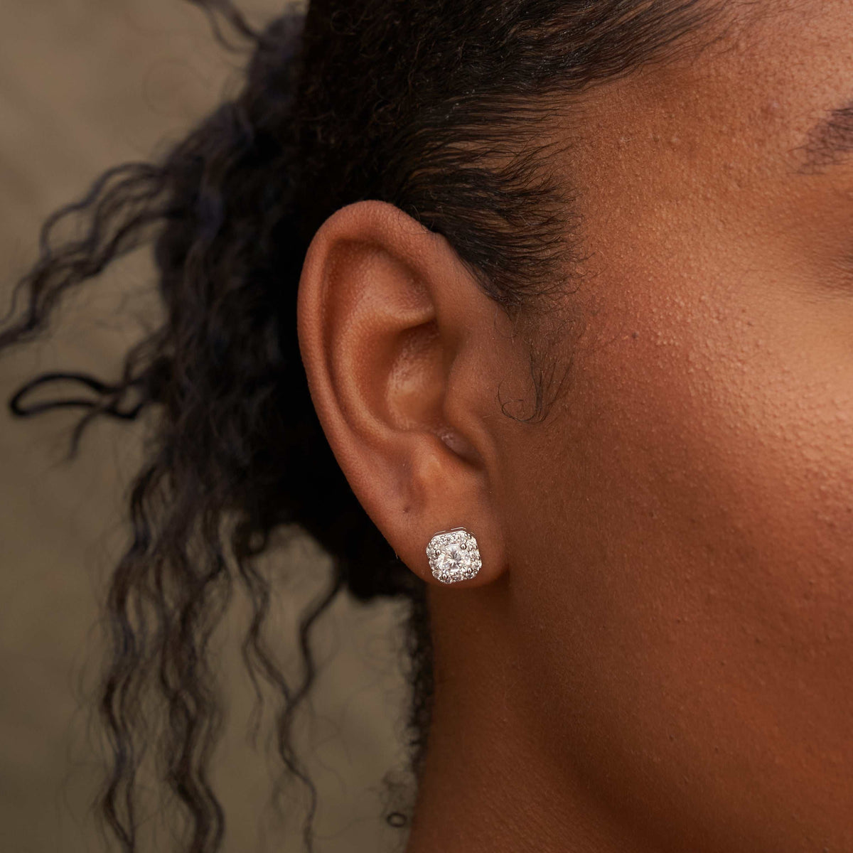 GLD Micro Clustered Diamond Earrings White Gold