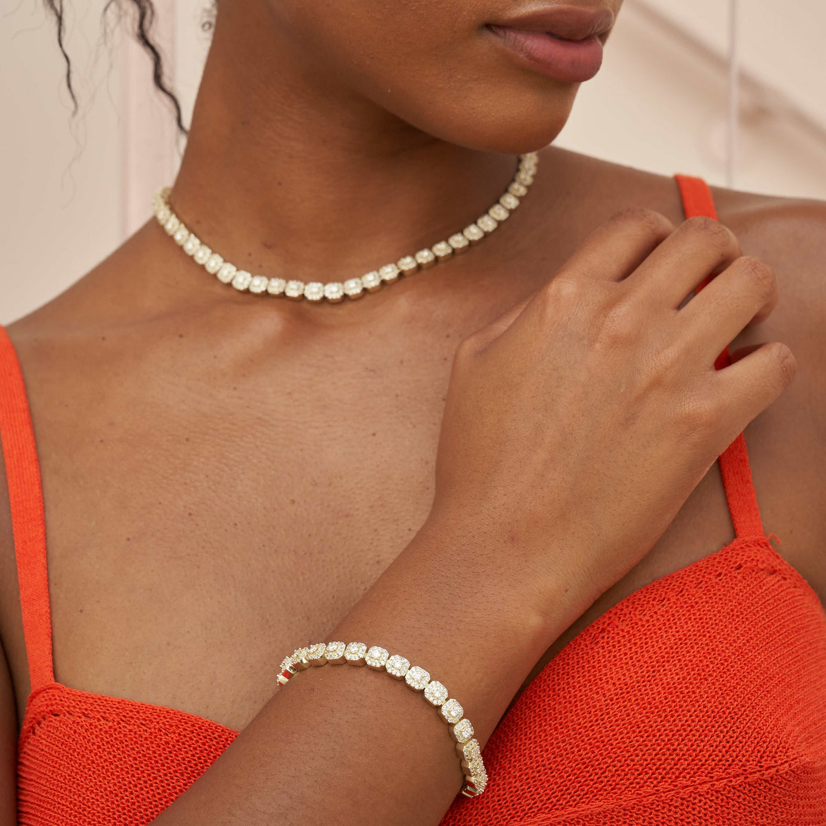 Micro Clustered Tennis Bracelet - Yellow Gold