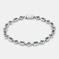 Green Gemstone Clover Bracelet (Silver)