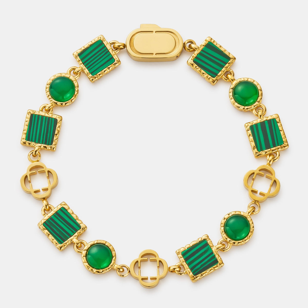 Green Quartz Gemstone Bracelet (Gold)