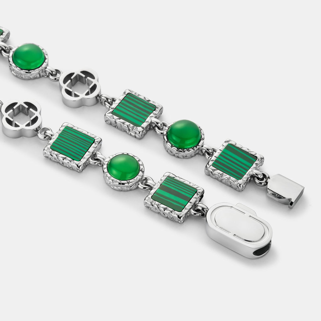 Green Quartz Gemstone Bracelet (Silver)