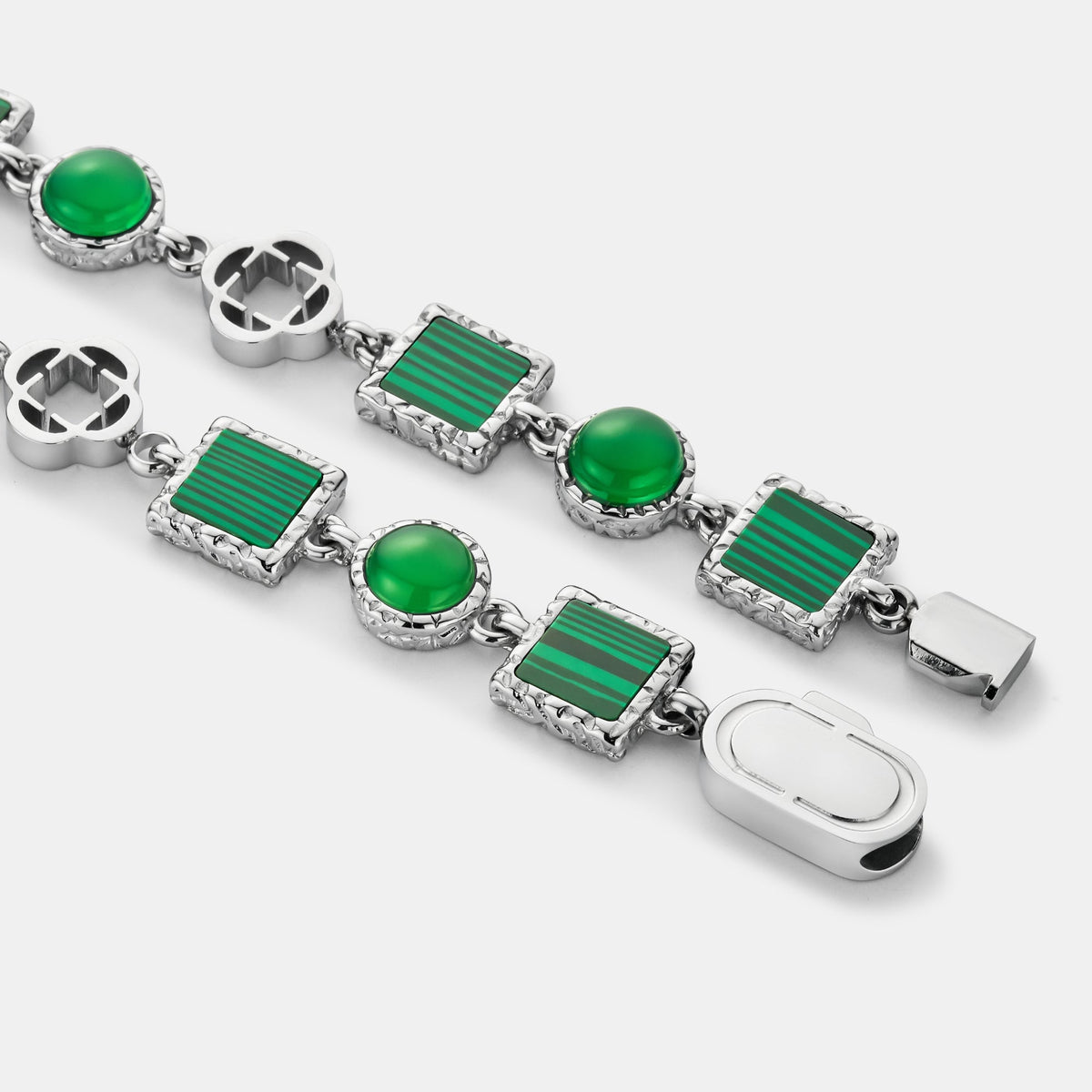 Green Quartz Gemstone Bracelet (Silver)