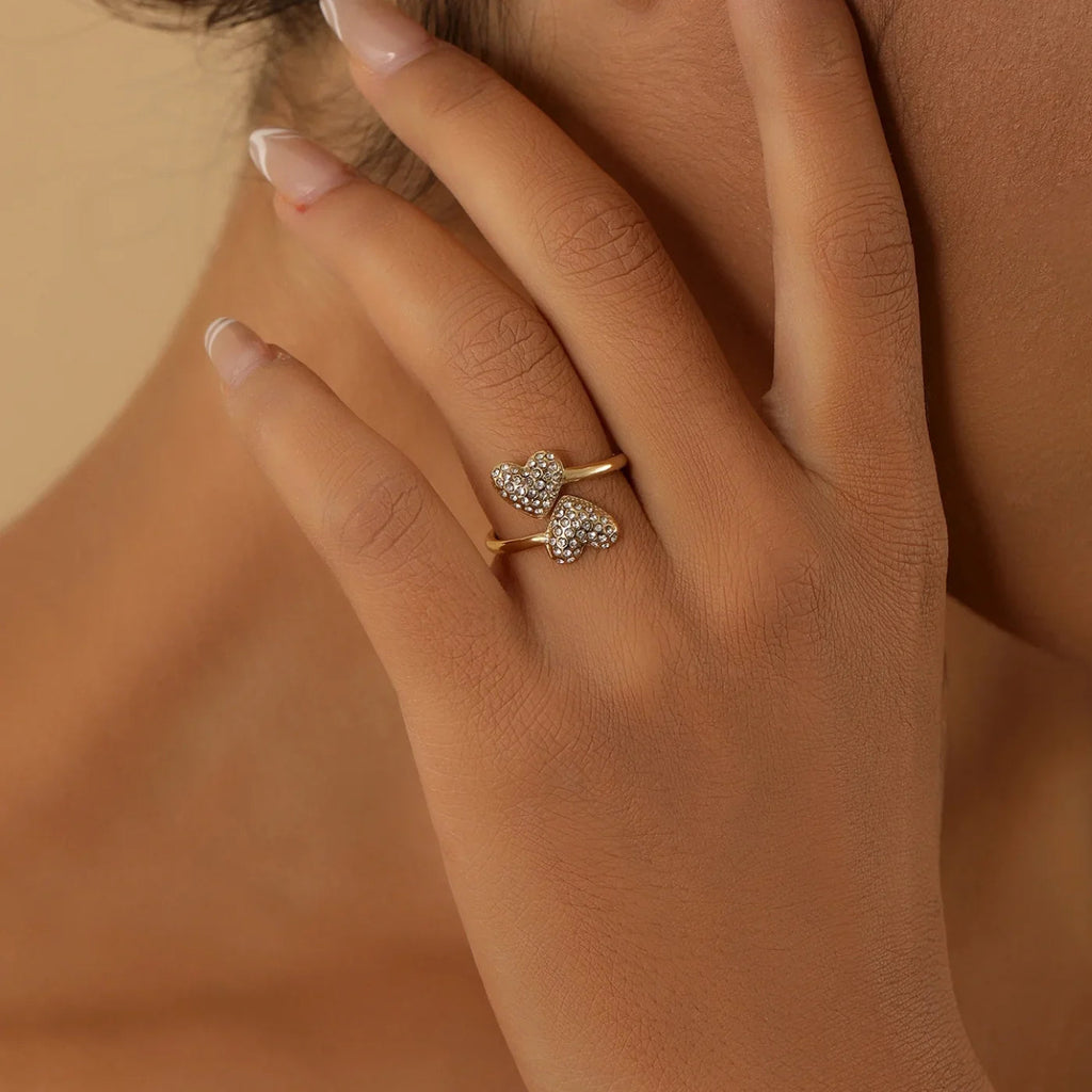 Open Iced Heart Ring