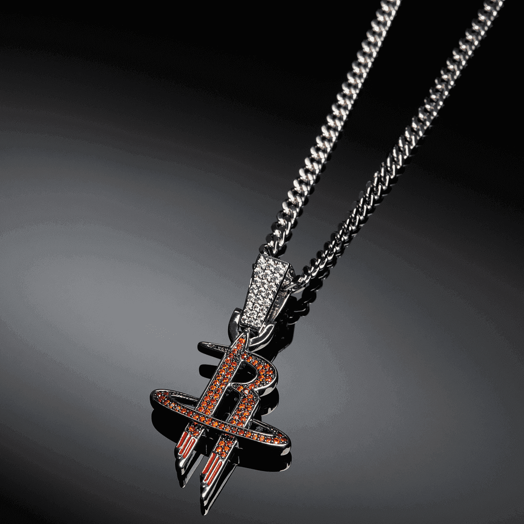 Houston Rockets Official NBA Logo Pendant in White Gold