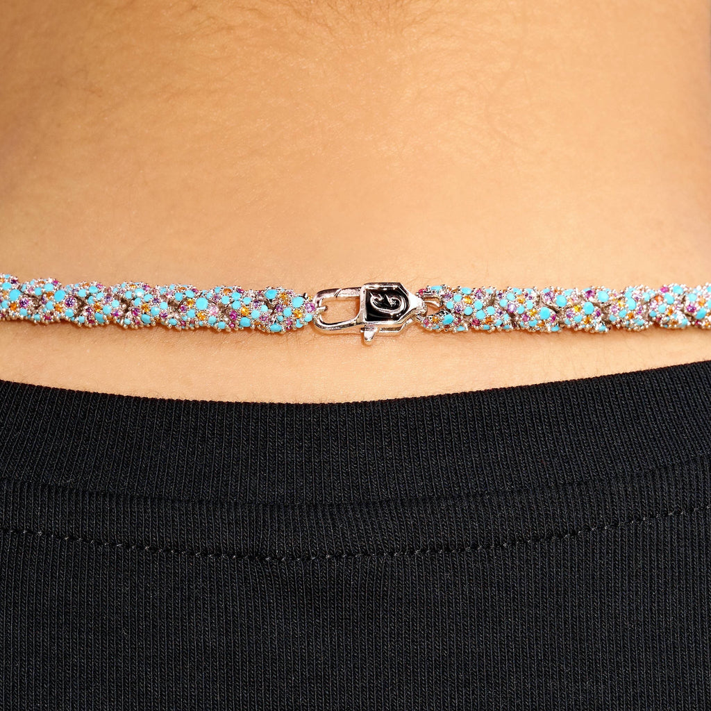 Iced Candy Rope Chain Necklace in White Gold