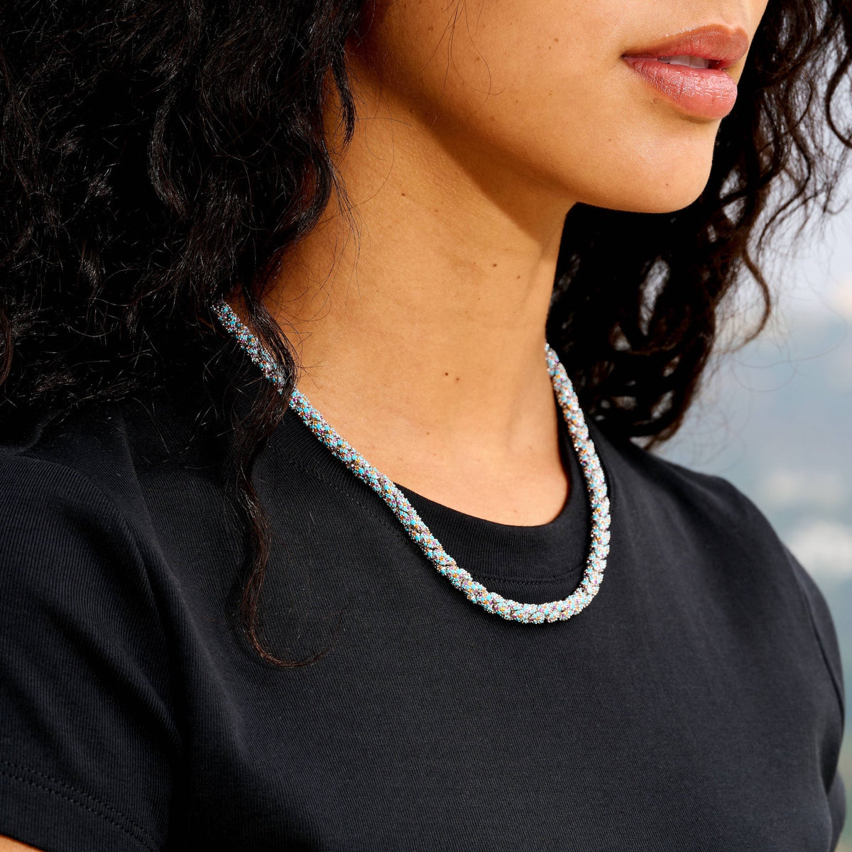 Iced Candy Rope Chain Necklace in White Gold