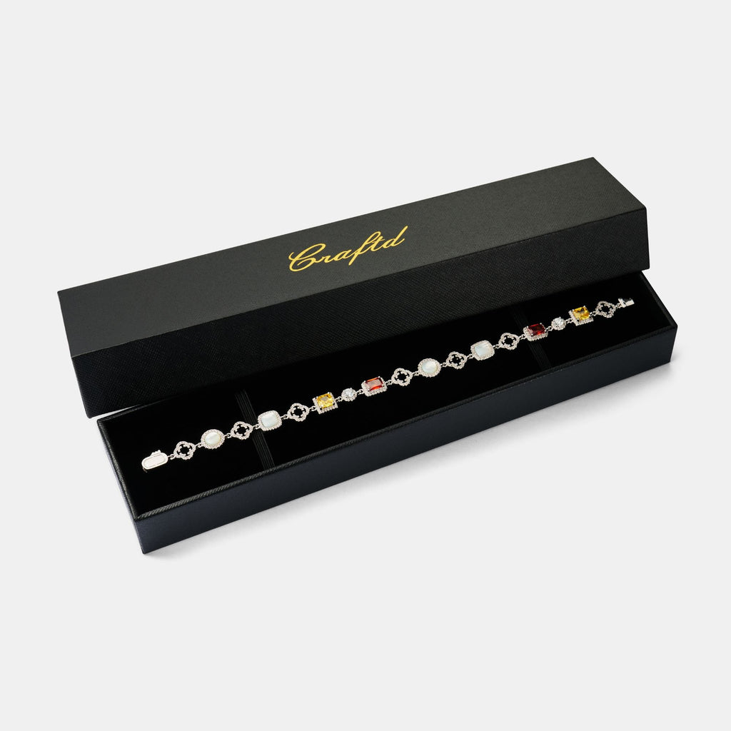 Iced Gemstone Bracelet (Silver)