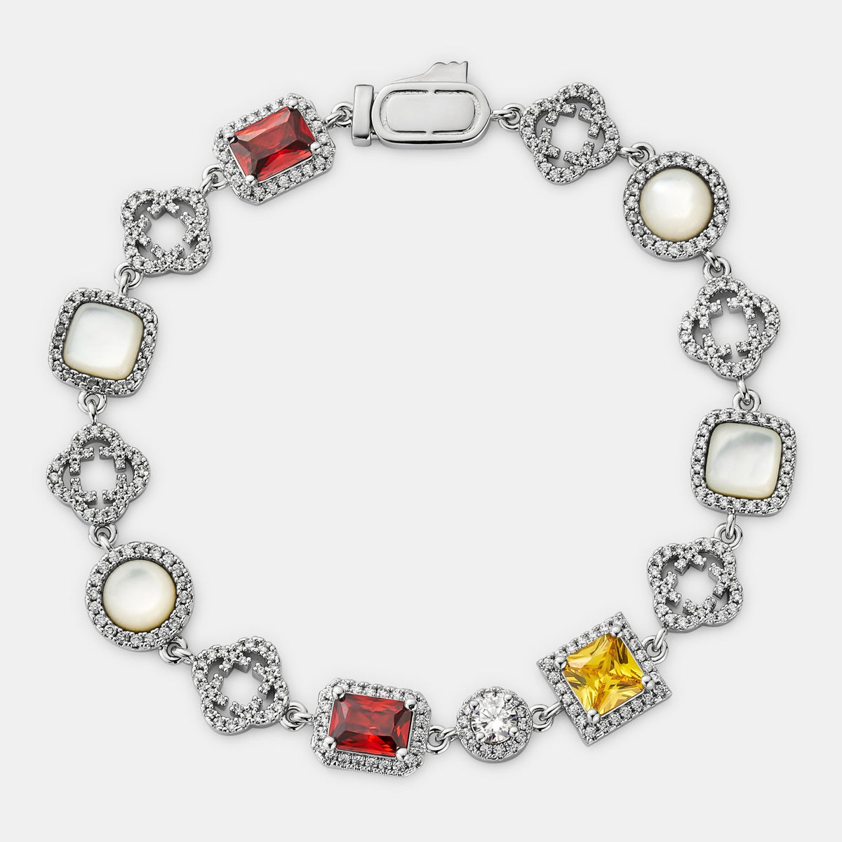 Iced Gemstone Bracelet (Silver)